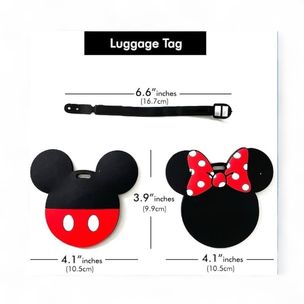 Disney Mickey & Minnie Mouse Luggage Tags 2-Piece Set NWT stocking stuffer - Picture 2 of 10